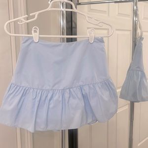 Amanda Uprichard, baby blue mini skirt. Size: XS. Color: baby blue.